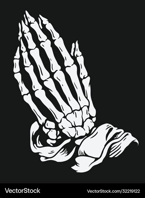 Praying skeleton hands Royalty Free Vector Image