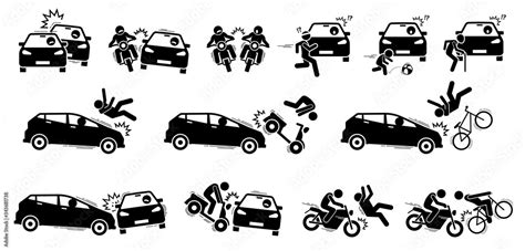 Vetor De Road Accident And Car Crash Icons Vector Artwork Of Road