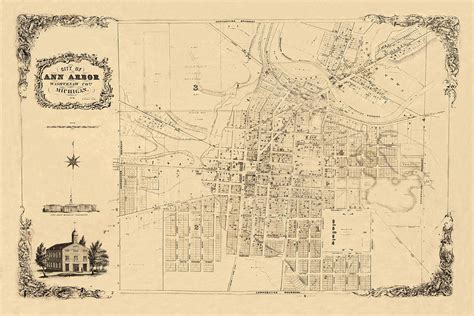 Map Of Ann Arbor 1854 Photograph By Andrew Fare Pixels