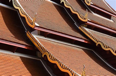 Tile Roofing Achitecture Of Buddhist Temple Rooftop Tile Roof Photo