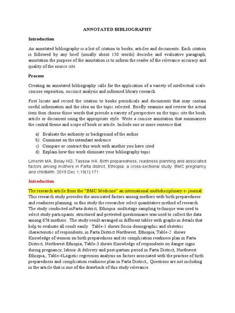 Annotated Bibliography Pdf Bibliography Citation