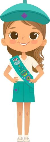 Smiling Junior Girl Scout Wearing Sash Royalty Free Vector