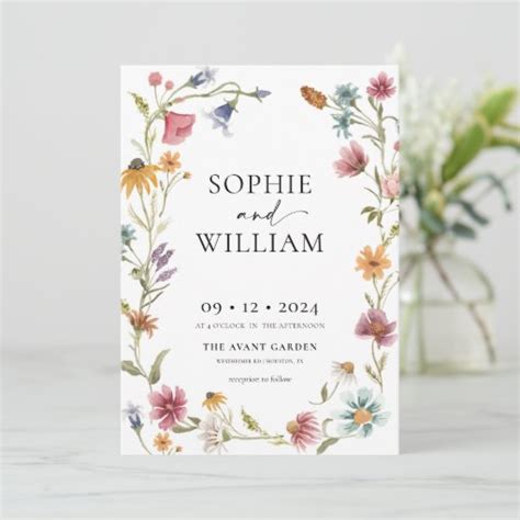 Watercolor Wildflower Wedding Invitation | Zazzle