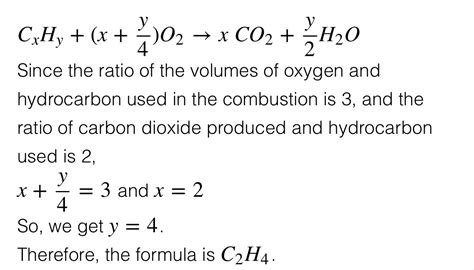 Ml Of A Hydrocarbon Requires Ml Of Oxygen For Complete