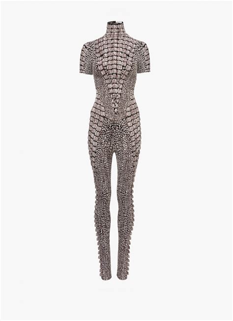 Women s Black Crocodile Jacquard Jumpsuit ALAÏA US