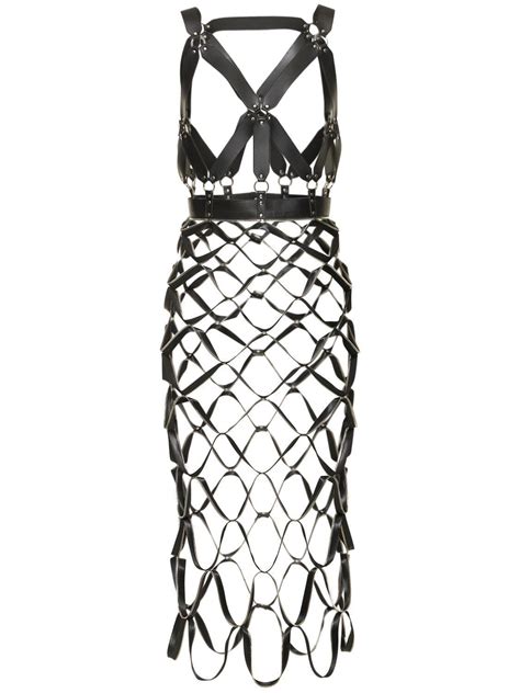 Noir Kei Ninomiya Faux Leather Harness Midi Dress In White Lyst