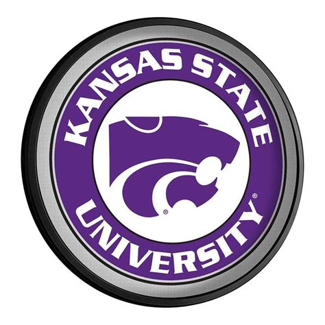 Kansas State Wildcats Purple Round Slimline Lighted Wall Sign Purple White