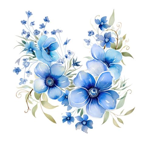 Premium AI Image | Watercolor blue flowers