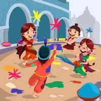 Kids Playing Holi Vector Art, Icons, and Graphics for Free Download