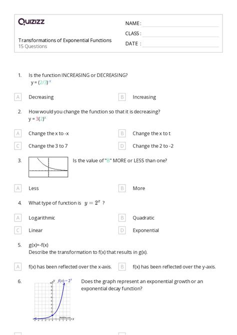 50 Derivatives Of Exponential Functions Worksheets For 10th Grade On