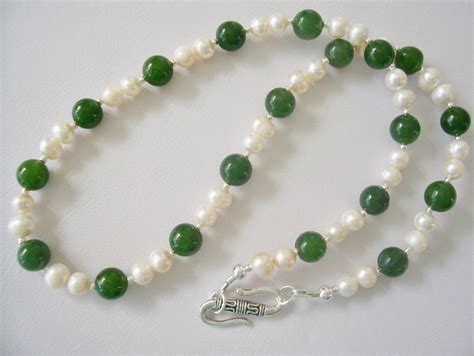 Jade And Freshwater Pearl Necklace By Nxcessories On Etsy