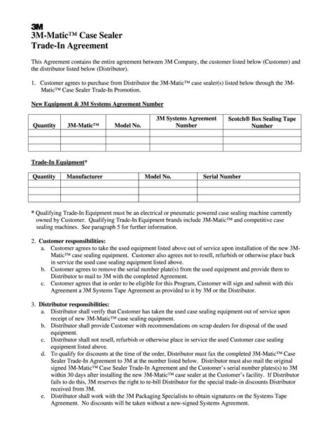 Fillable Online M Matic Case Sealer Trade In Agreement Fax Email