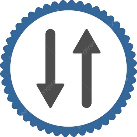 Round Stamp Icon With Cobalt And Gray Vertical Arrows Swapping Positions Vector Glyph Movement