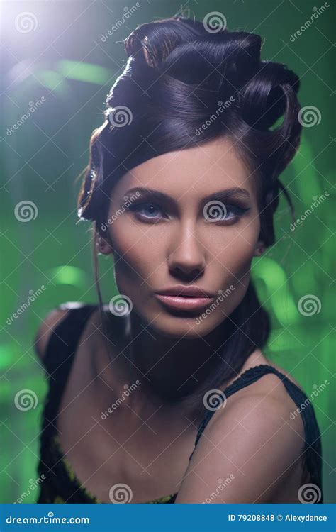 Sensual Glamour Portrait Of Beautiful Woman Model Lady Stock Photo