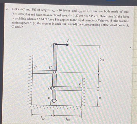 Solved Links Bc And De Of Lengths Lac Cm And P Chegg