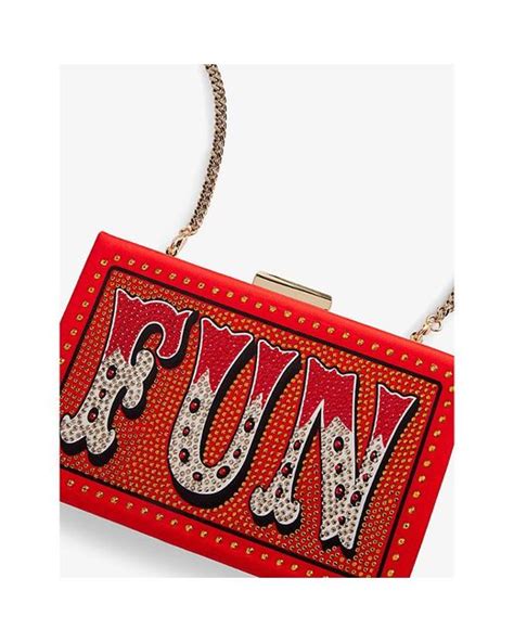 Ted Baker Fun Crystal Embellished Box Clutch Bag In Red Lyst