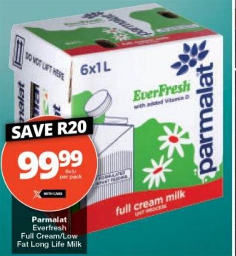 Parmalat Everfresh Full Cream Low Fat Long Life Milk Offer At Checkers