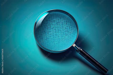 magnifying glass on blue background search concept. Generative AI Stock ...