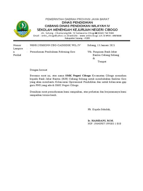 Surat Permohonan Pembuatan Rek Giro Pdf