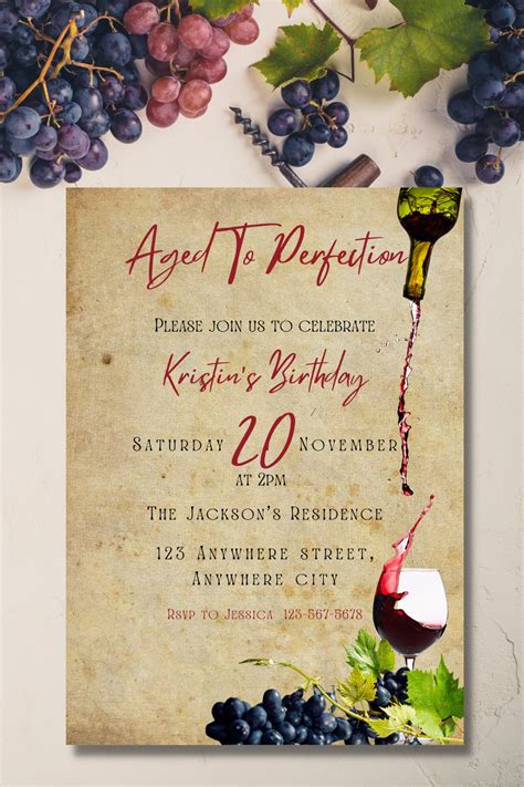 Aged To Perfection Wine Birthday Party Invitation 2458462