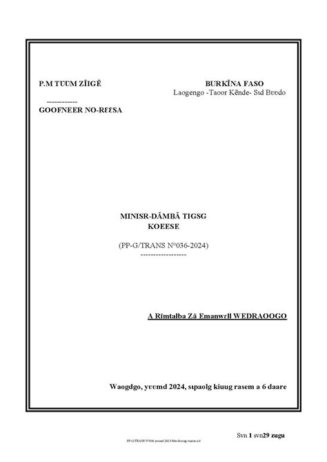 Version Moore Du Compte Rendu Du Conseil Des Ministres Du 06 11 2024