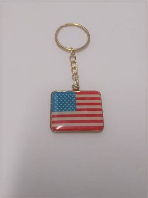 American Flag Keychain Patriotic Key Ring Accessories Veterans Etsy