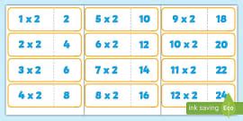 2 12 Times Table Flash Cards Primary Teaching Resources