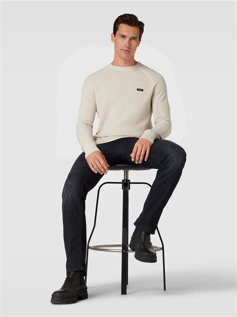 Ck Calvin Klein Gebreide Pullover Met Labeldetail In Beige Online Kopen