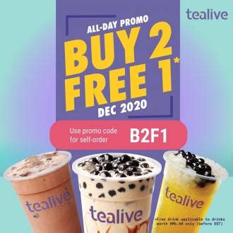 Tealive December Self Order Buy 2 FREE 1 Promo Code Promotion Valid