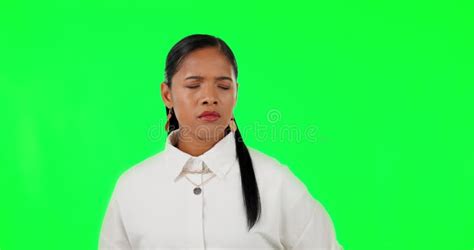 Phone Call Bad News And Anger With A Woman On A Green Screen