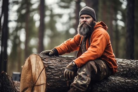 Premium Photo Bearded Lumberjack Person Forest Generate Ai