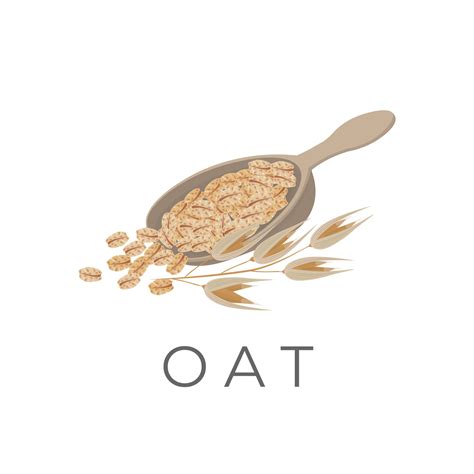 Oat Flakes Vector Illustration Logo On A Wooden Spoon 21498324 Vector