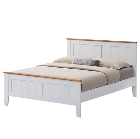 White Queen Size Bed Frame Solid Rubber Timber Wood - Urban Hamptons