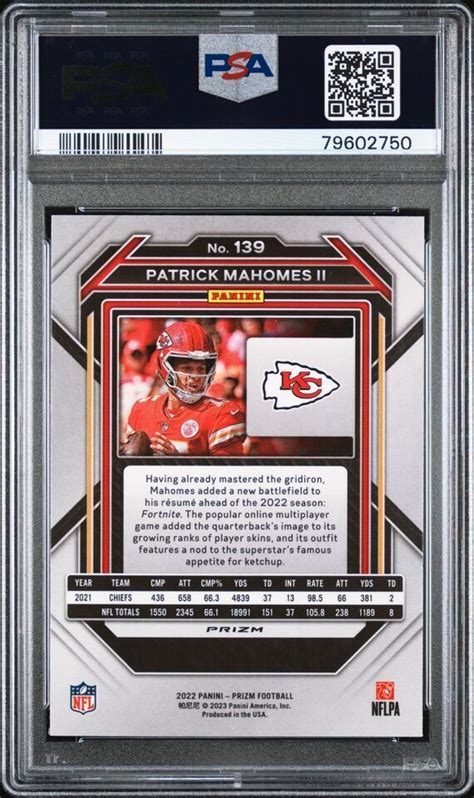 2022 Panini Prizm Black And Red Checker Prizm Patrick Mahomes II PSA 10