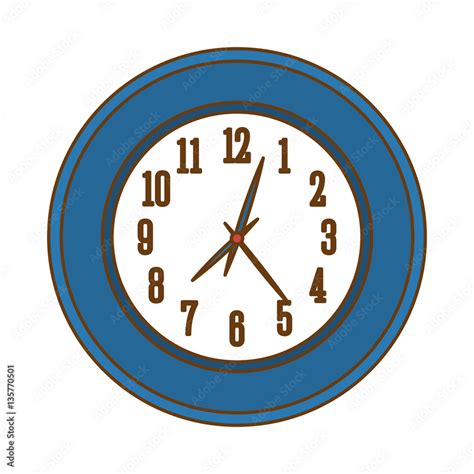 Blue Wall Clock Icon Image Design Vector Illustration Stock Vector