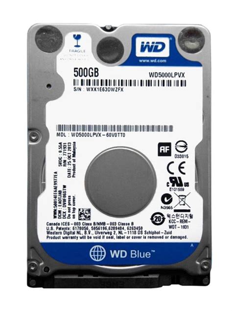 WD5000LPVX 60V0TT Western Digital Blue 500GB 5400RPM SATA 6Gbps 8MB