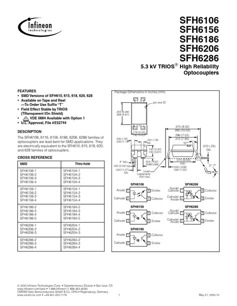 SFH6206 Datasheet PDF Infineon Technologies AG