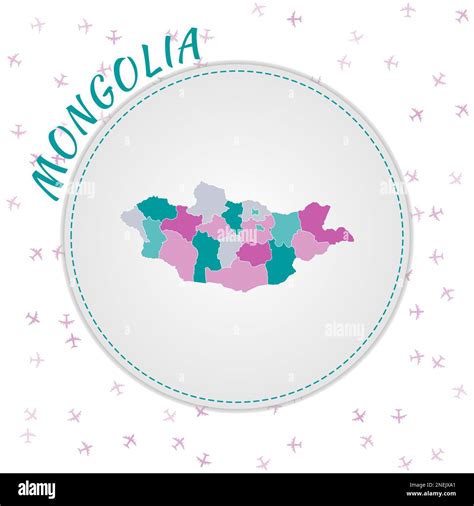 Mongolia Diseño De Mapas Mapa Del País Con Regiones En Paleta De