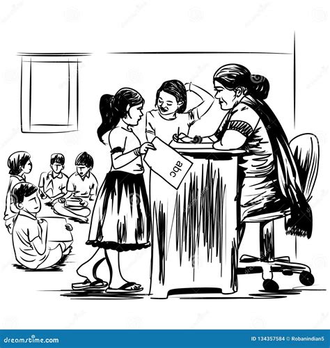 Education Management in India Stock Vector - Illustration of village
