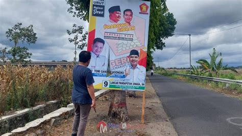 Banner Caleg Gerindra Provinsi Jatim Tomi Gandhi Di Rusak Orang Tak