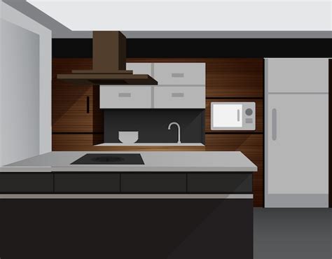 Interior De Cocina Moderna Vector Premium