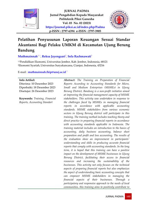 Pdf Pelatihan Penyusunan Laporan Keuangan Sesuai Standar Akuntansi