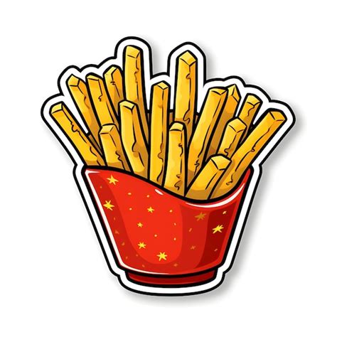 Premium Ai Image French Fries In A Red Container Sticker