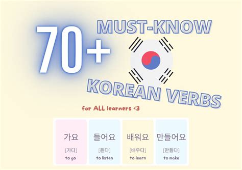 72 Must Know Korean Verbs For All Learners Etsy