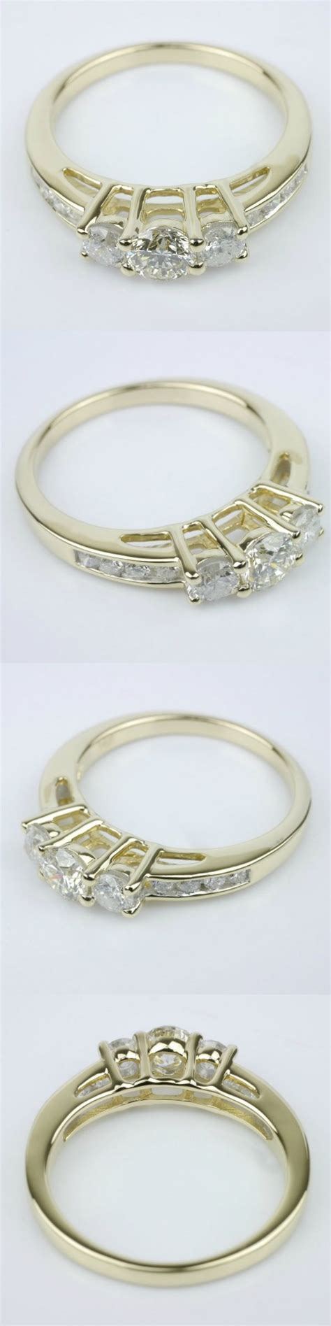 three different types of wedding rings with diamonds on each one and the other side, all in ...