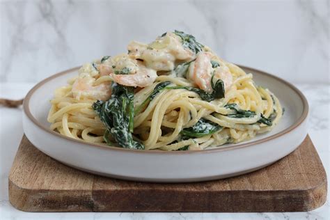 Spaghetti Met Garnalen Spinazie En Roomsaus Artofit