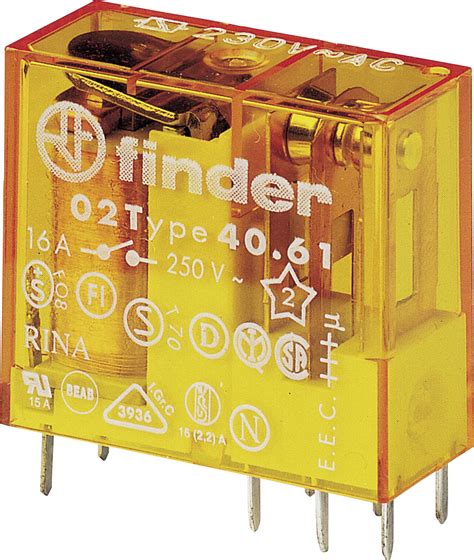 Finder 40 61 8 230 4000 PCB Relay 230 V AC 16 A 1 Change Over 1 Pc S