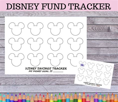 Disney Fund Tracker Disney Vacation Savings Tracker Colouring Etsy