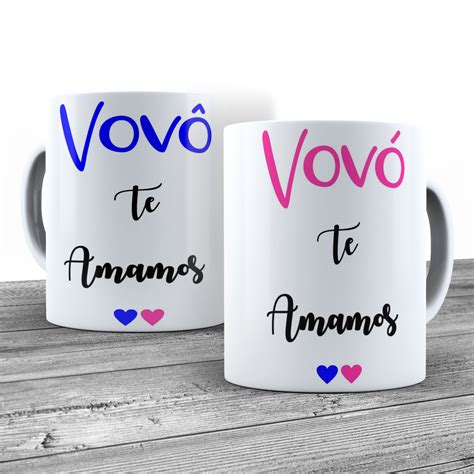 Kit 2 Canecas Porcelanas Vovó e Vovô te amamos Elo7 Canecas