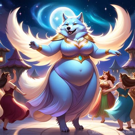 dancing for a crowd she wears a tight dress she has a fat furry belly and thick thighs furry art ...